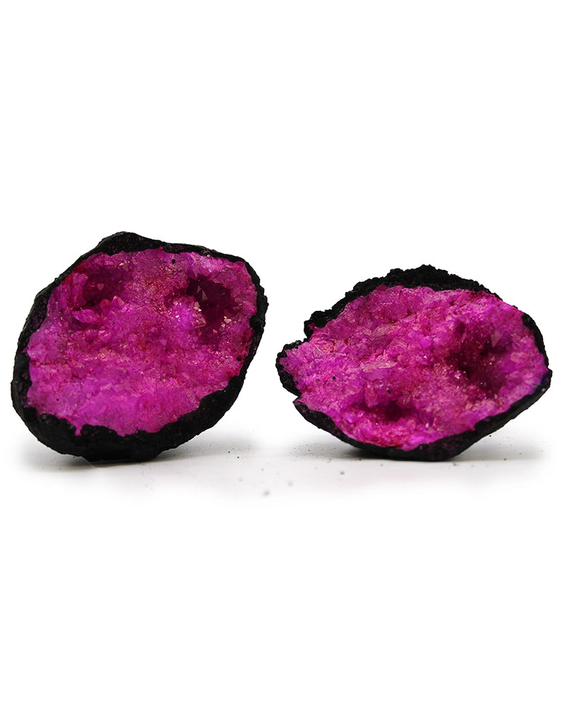 Coloured Calcite Geode - Black Rock - Dark Red Selenite