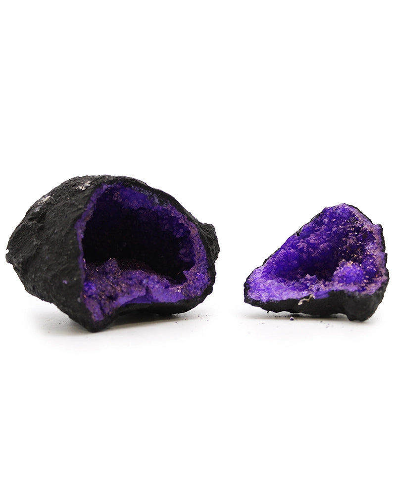 Purple Calcite Geode - Black Rock