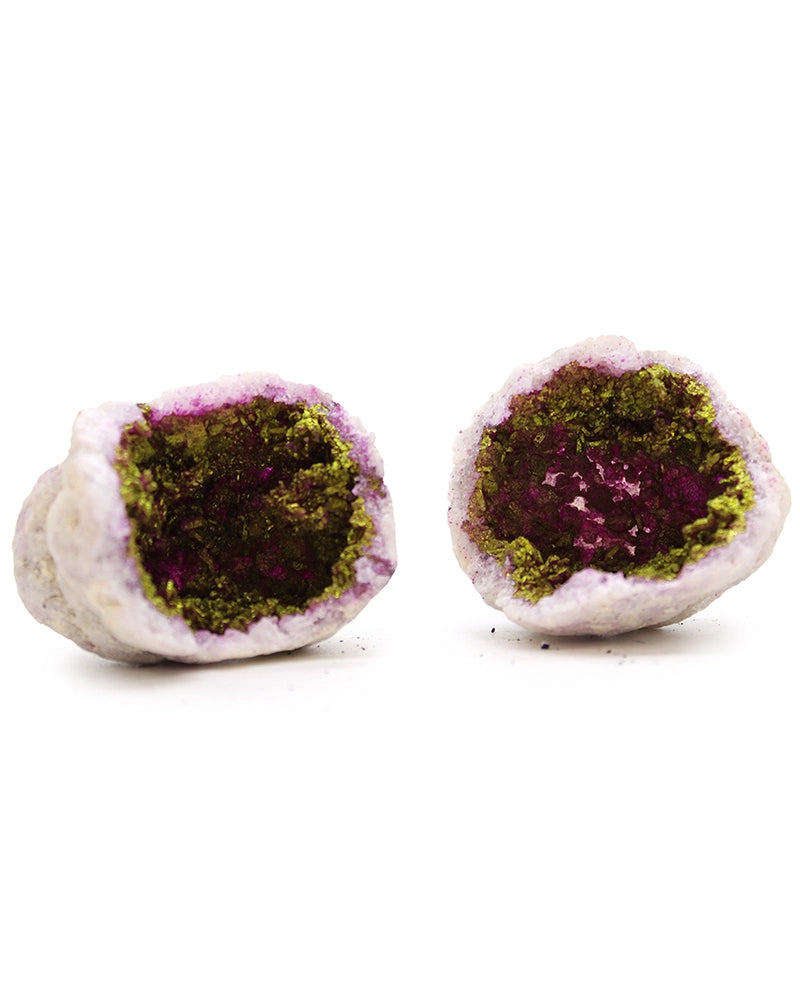 Coloured Calcite Geode- Natural Rock - Pink & Gold Selenite