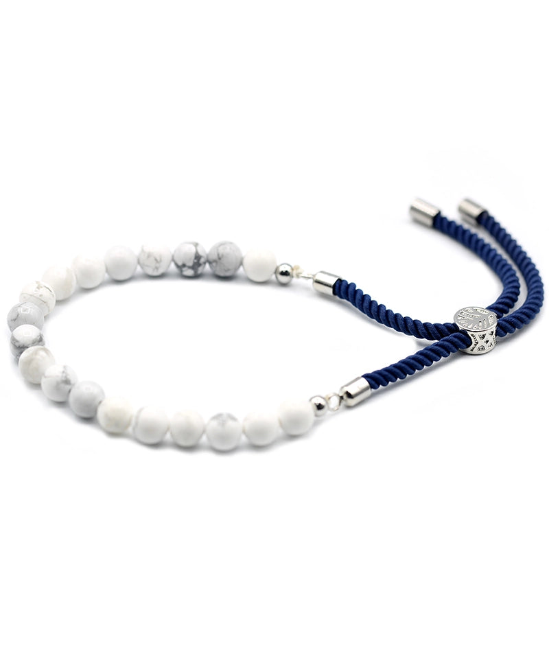 925 Silver Plated Gemstone Navy String Bracelet - White Howlite