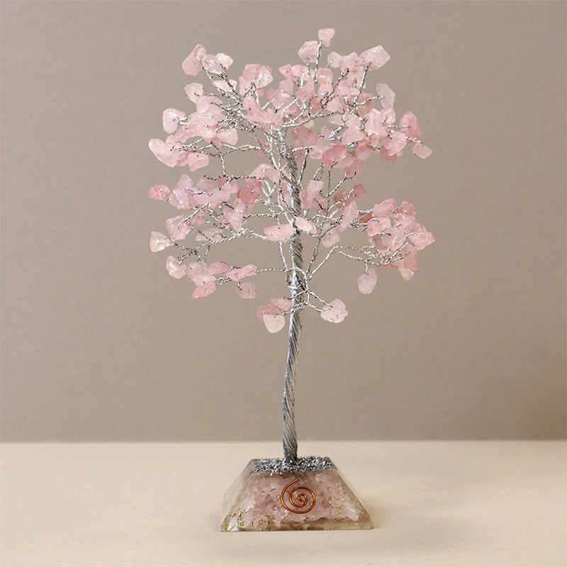 Gemstone Rose Quartz Tree with 160 Stone Organite Base - BLACK FRIDAY DEAL !