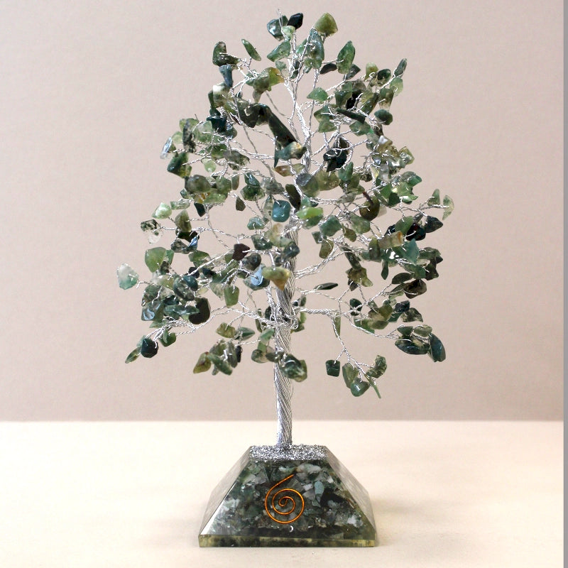 Stunning Moss Agate 320 Gemstone Tree with Organite Base - BLACK FRIDAY 30% OFF !!