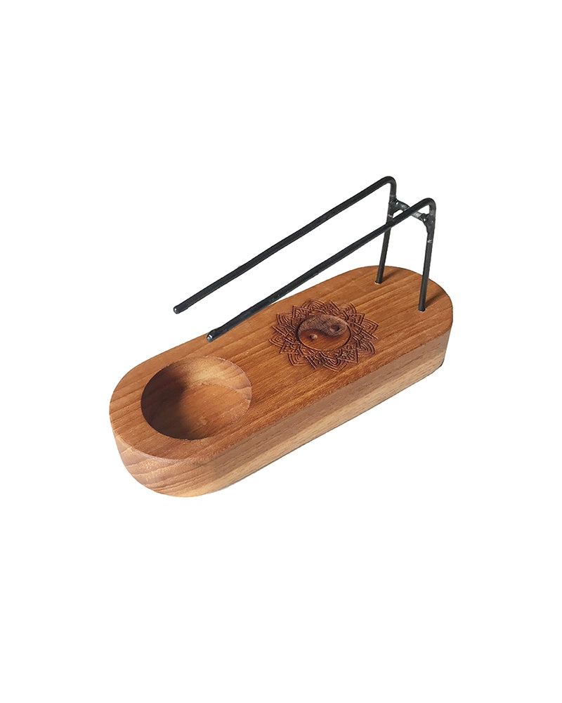 Small Palo Santo Heater - Teak Wood - Yin & Yang Design