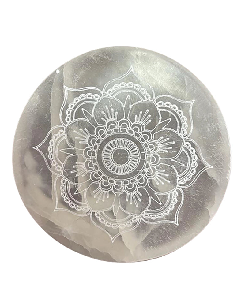 Selenite Charging Plate - Mandala Design